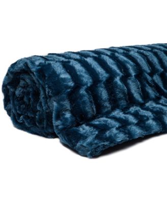 Premium Fuzzy Faux Fur Microfiber Polyester Reversible Throw Blanket, Throw