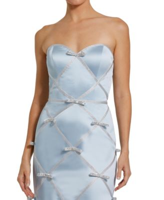 Women's Strapless Satin Mermaid Gown With Bow Details