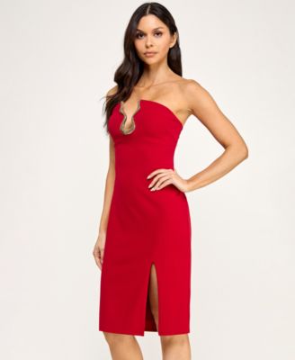 Juniors' Strapless Midi Dress with Hardware