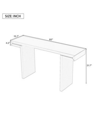 Large 60-Inch Console Table with Geometric Design and Painted Finish