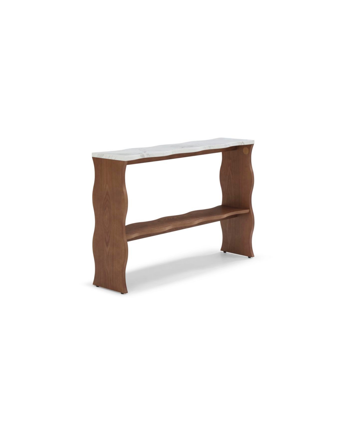 Streamdale Furniture Whisper of Waves Modern Console Table w/ White Marble-Pattern Top, Walnut Brown