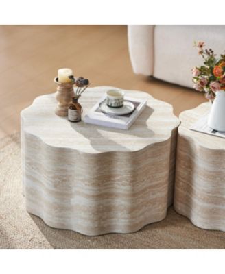 Streamdale Set of 2 Round Coffee Tables, Modern Minimalist Side Accent End Tables