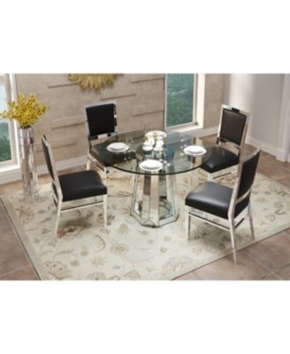 Modern minimalist round glass dining table with round base