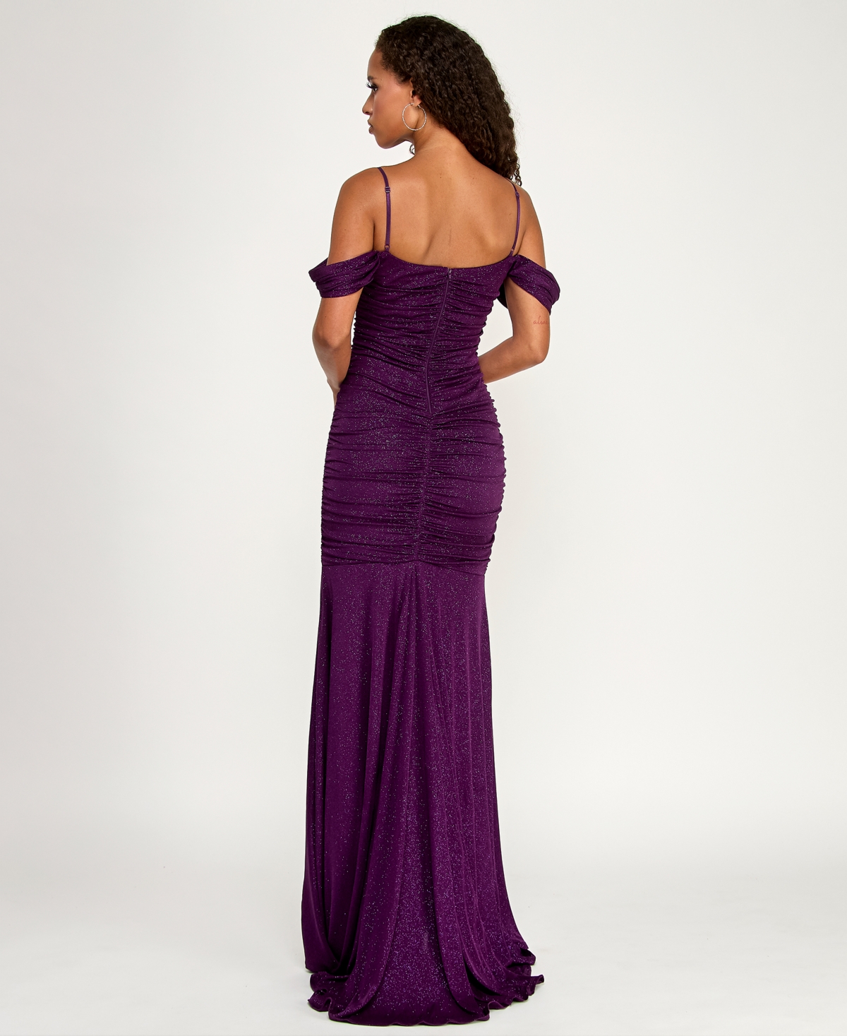 Emerald Sundae Juniors' Off-The-Shoulder Glitter Mermaid Ball Gown