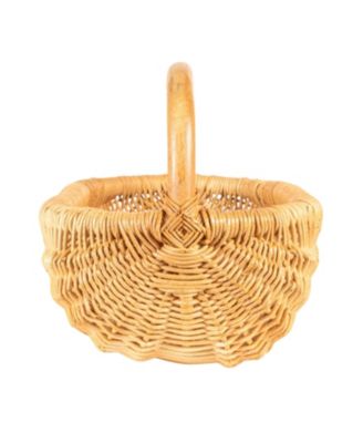 Hand-Woven Rattan Basket with Handle, Natural