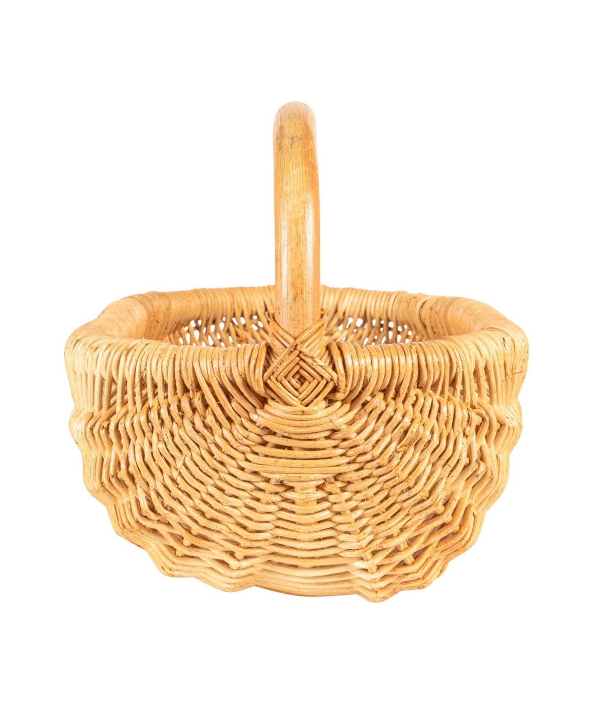 Storied Home Hand-Woven Rattan Basket with Handle, Natural