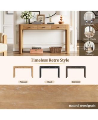 Streamdale Rustic Console Table with Curved Corners, 3 Drawers