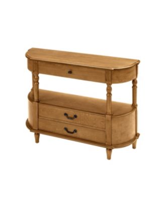 Streamdale Retro Curved Wood Console Table with 3 Drawers, 43" Entry Table with Storage Shelf, Brown