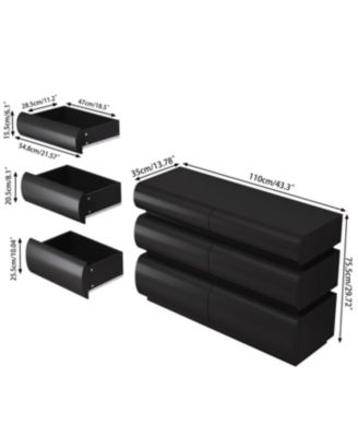 Streamdale 6-Drawer Black Dresser, Modern Wide Storage Chest (SKU:W757P235728