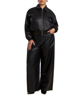 Women's Tall Faux Leather Pintuck Straight Leg Pant