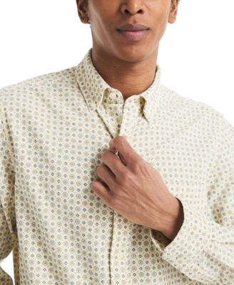 Men's Straight-Collar Corduroy Print Shirt