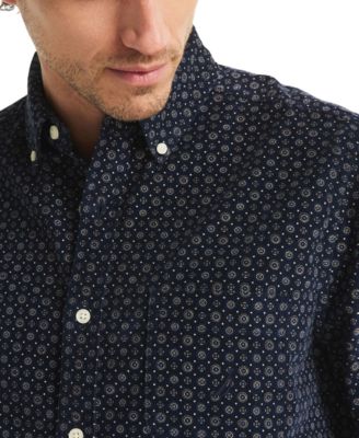Men's Straight-Collar Corduroy Print Shirt