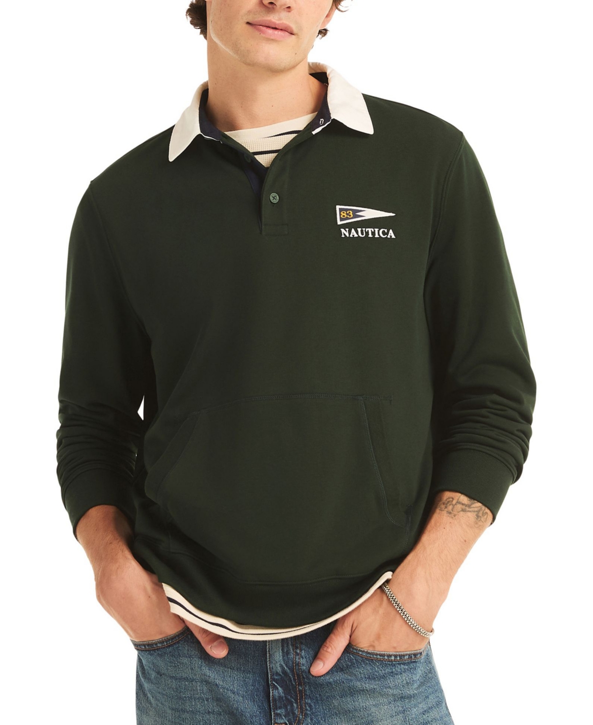 Nautica Men's Regular-Fit Kangaroo Pocket Polo Sweatshirt
