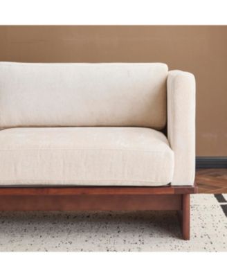 Beige 77" Modern Boucle 3-Seater Sofa with Solid Wood Base