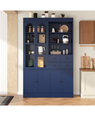 Streamdale Freestanding Buffet with Hutch - Blue, 47.2x15.7x75in