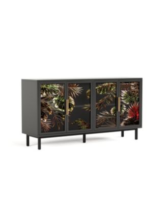 Streamdale 60.3" 4-Door Buffet Cabinet, Glazed Art Storage, Retro Console Table