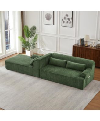 Chenille L-Shape Luxury Sectional Sofa, Comfy Sleeper Couch for Living Room