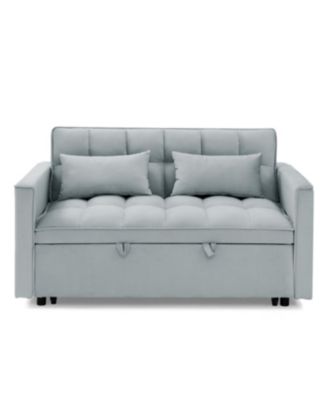 Streamdale 54.33" Foldable Sofa Bed - Modern Velvet Pull-Out Couch (Light Gray)