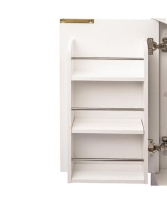 71" Fluted Tall Arched Pantry Cabinet with Hidden Drawer & Glass Door, White