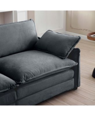 Modern Grey Corduroy Two-Piece 2-Seater Sofa Set