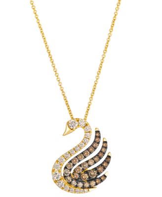 Chocolate Ombre Diamond Pendant Necklace (0.89 ct. t.w.) in 14k Honey Gold