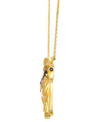 Chocolate Ombre Diamond (0.42 ct. t.w.) & Blackberry Diamond (0.01 ct. t.w.) French Bulldog Necklace in 14k Honey Gold