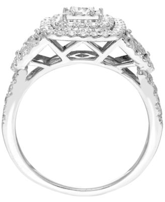 Diamond 3-Stone Halo Ring (1 ct. t.w.) in 10k White Gold