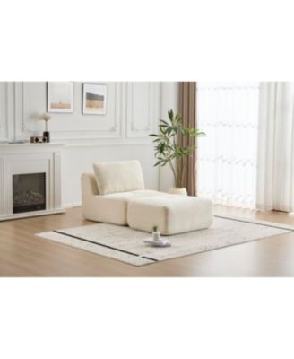 Modern Memory Foam Sofa, Single Chaise, Pet-Friendly, Corduroy, Beige