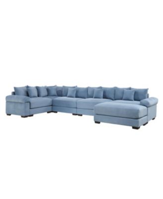 Oversized Cloud Modular Sectional Couch, Convertible, Deep Seat, Blue