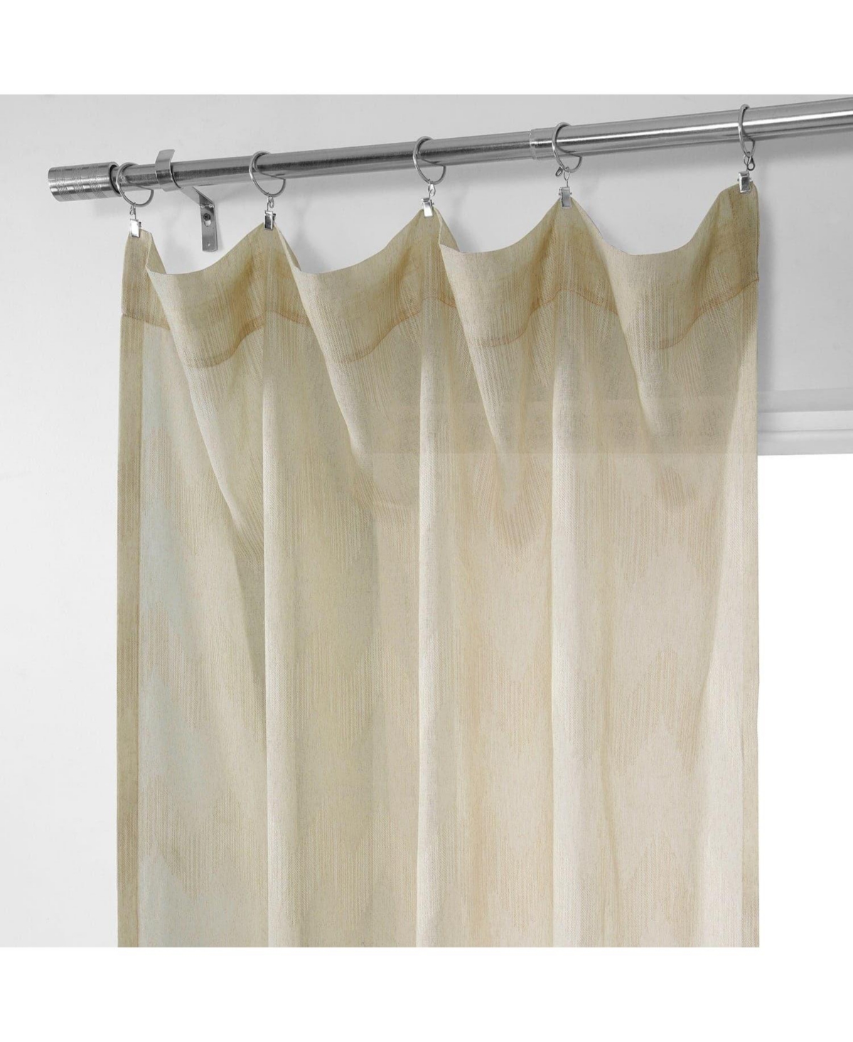 Half Price Drapes Sirius Striped Patterned Faux Linen Sheer Curtain