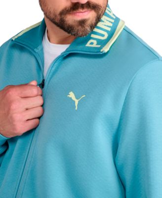 Men's Knit Collar Embroidered Cat Logo Track Jacket