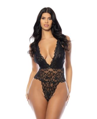 Women's Naomi Eyelash Lace Halter Teddy