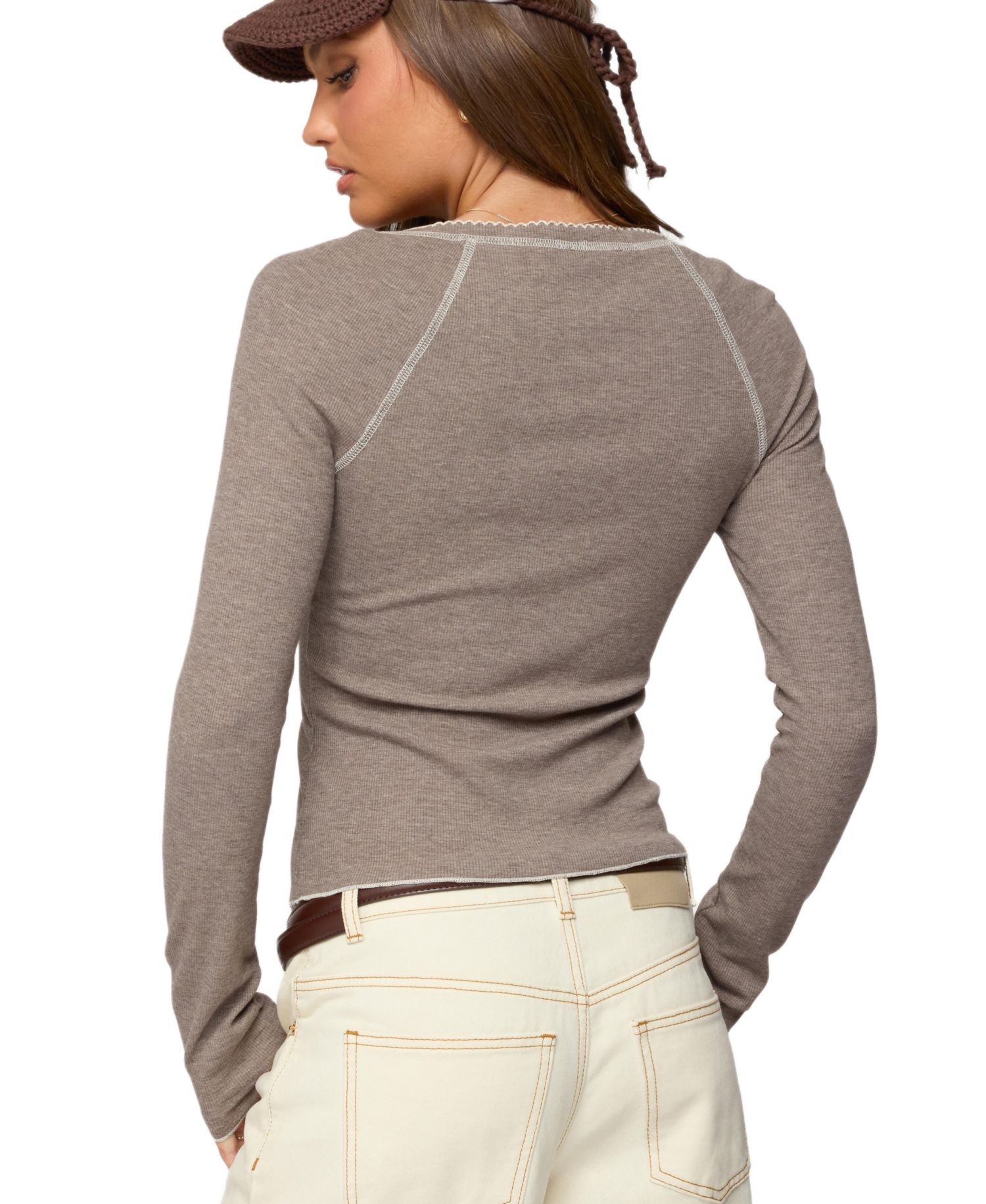 Women's Ensley Contrast Stitch Henley Top