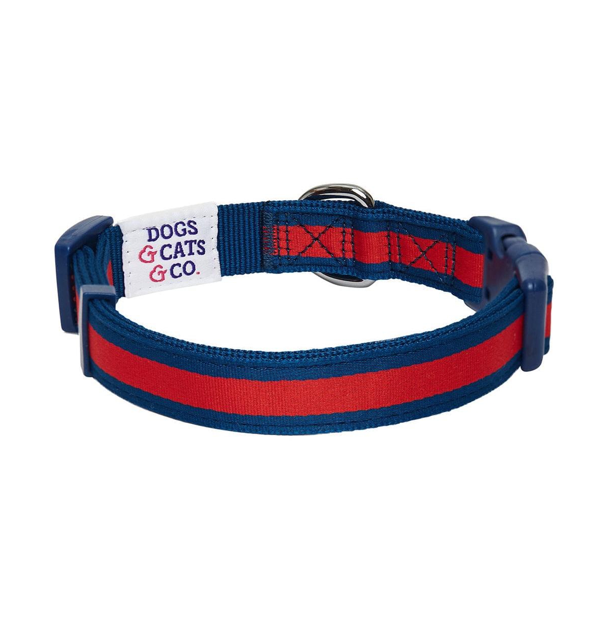 Dogs & Cats Co. Striped Dog Collar with Removable Padded Comfort Cover Red and Pink