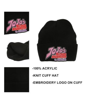Men's Jojo's Bizarre Adventrue Jojos Logo Embroidery Acrylic Knit Cuff Beanie