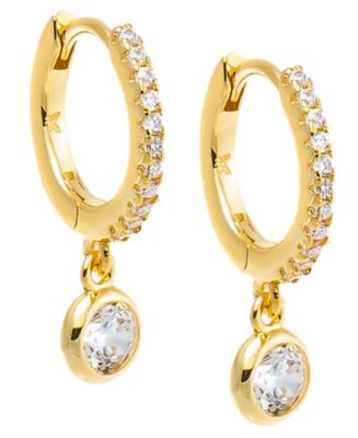 by Adina Eden Cubic Zirconia Gold Plated Gold Plated Bezel Dangling ...