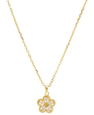 Pave Flower Gold Plated Necklace Earring Combo Set