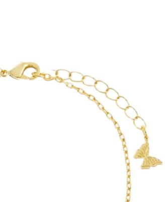 Pave Outlined Gold Plated Four Leaf Clover Bracelet