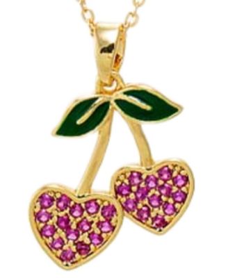 Red Pave Cherry Hearts Pendant Necklace