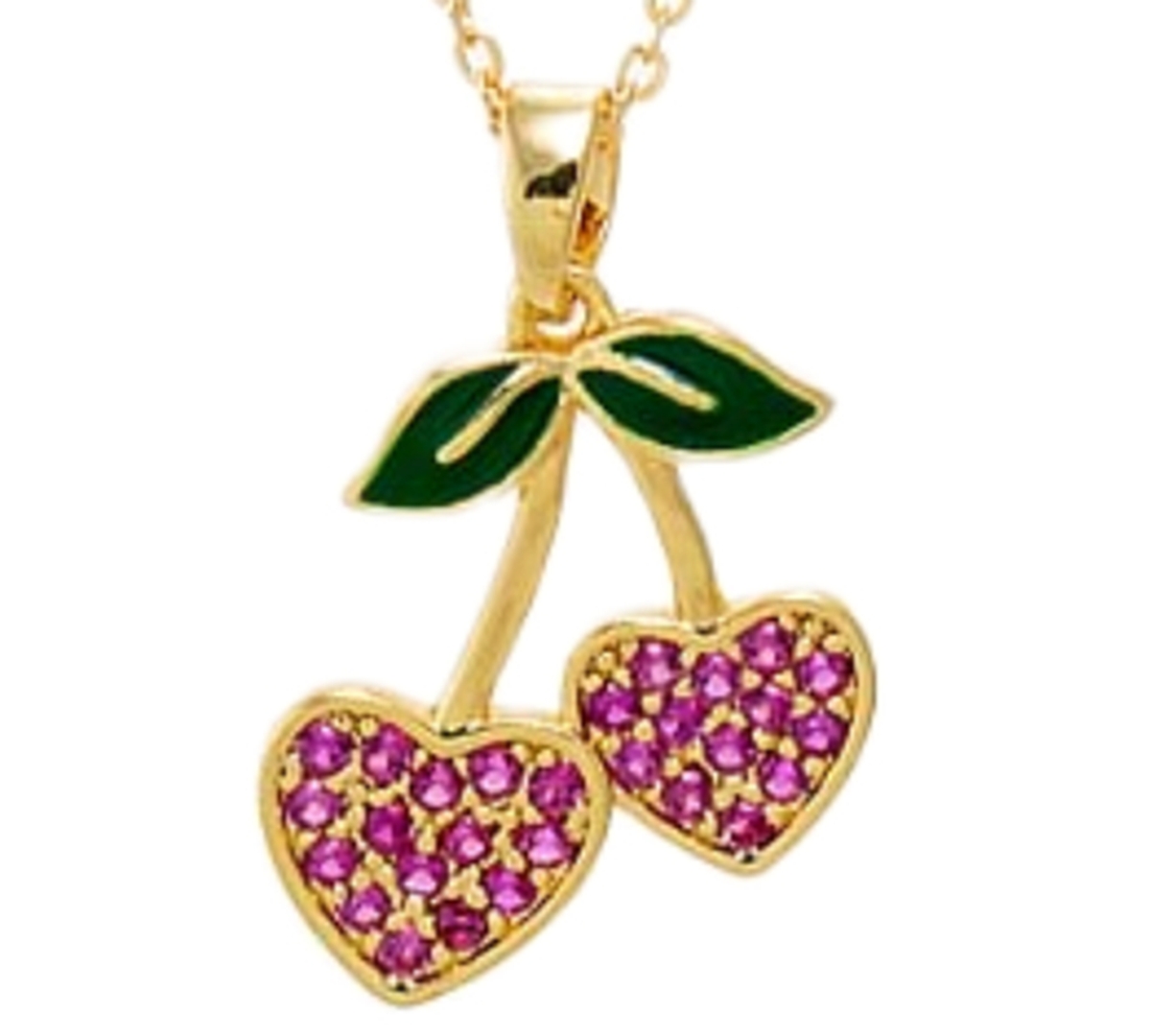 by Adina Eden Red Pave Cherry Hearts Pendant Necklace