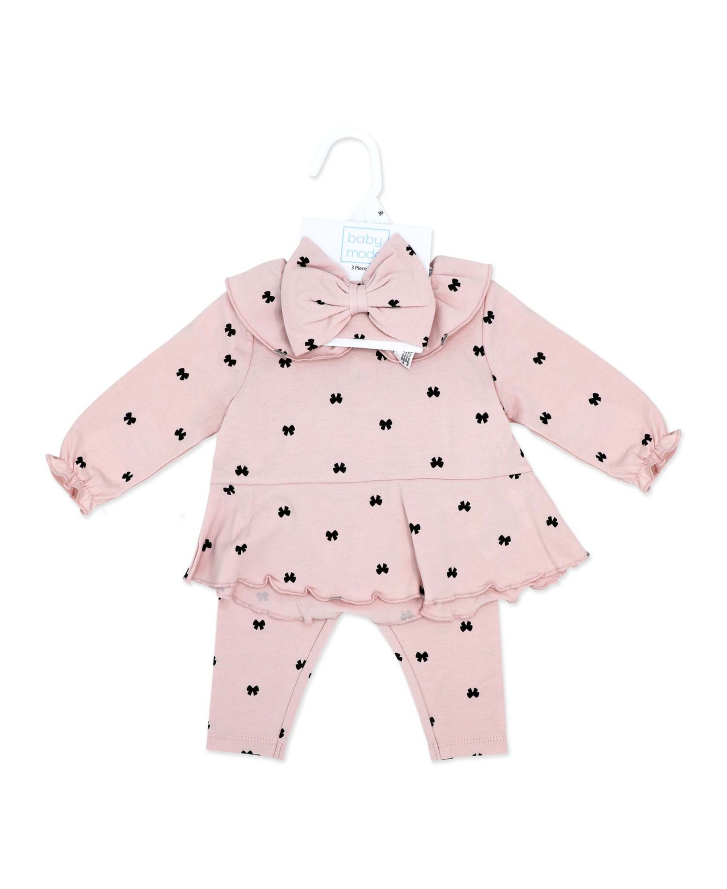 Baby Girls' Tiny Bows Print Top, Leggings and Headband, 3-Piece Set