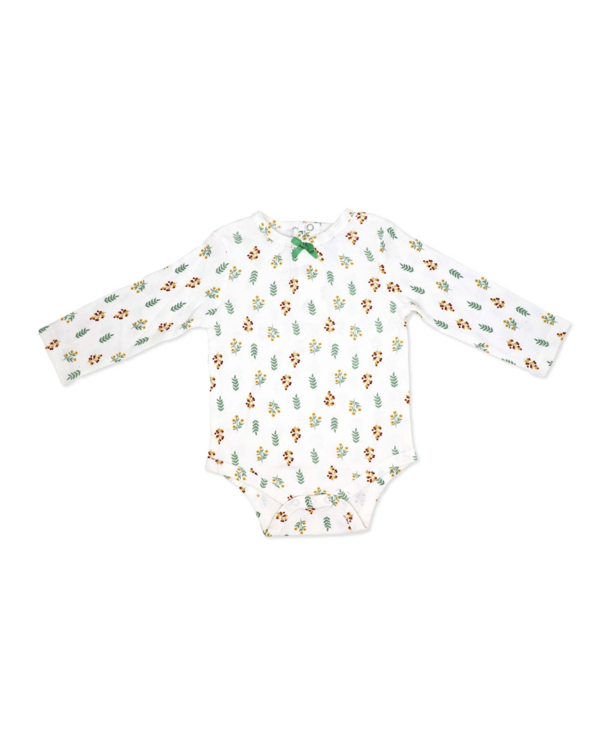 Baby Mode Girls' Fall Sprigs Print Jumper, Bodysuit and Headband, 3-Piece Set