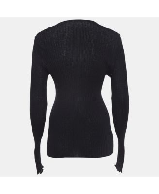 Women's Black Rib Knit Button Detail Sweater