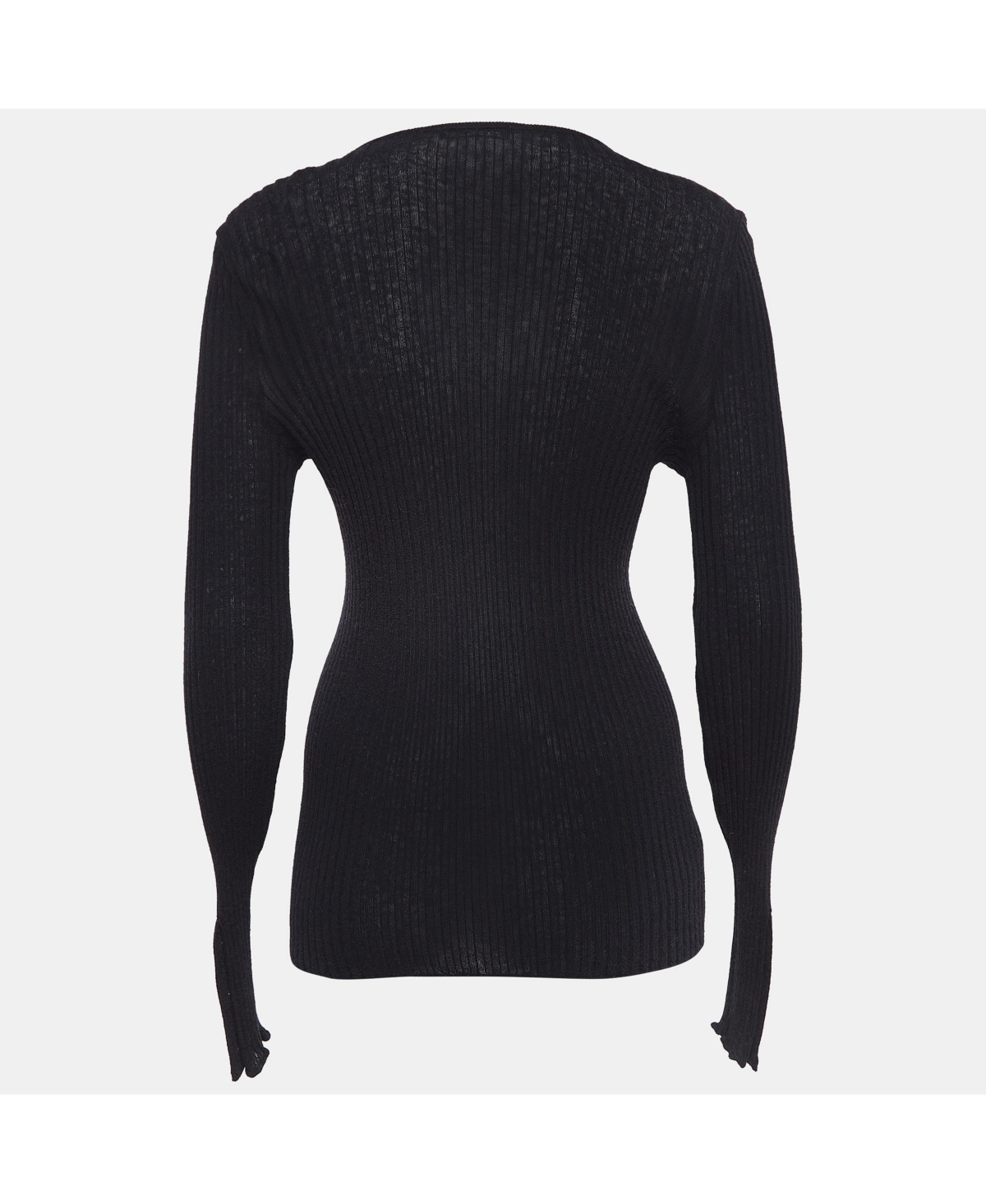 Pre-Owned Balmain Women's Black Rib Knit Button Detail Sweater