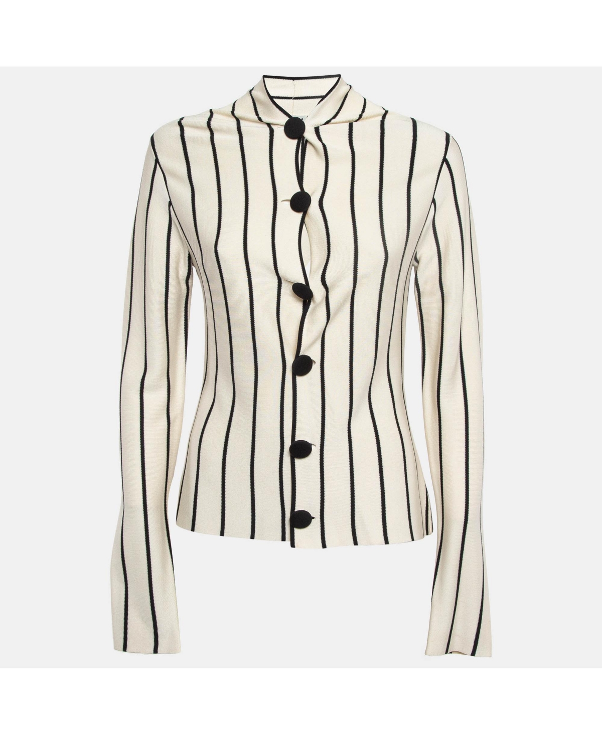 Pre-Owned Balenciaga Women's Cream Striped Silk Knit Cardigan