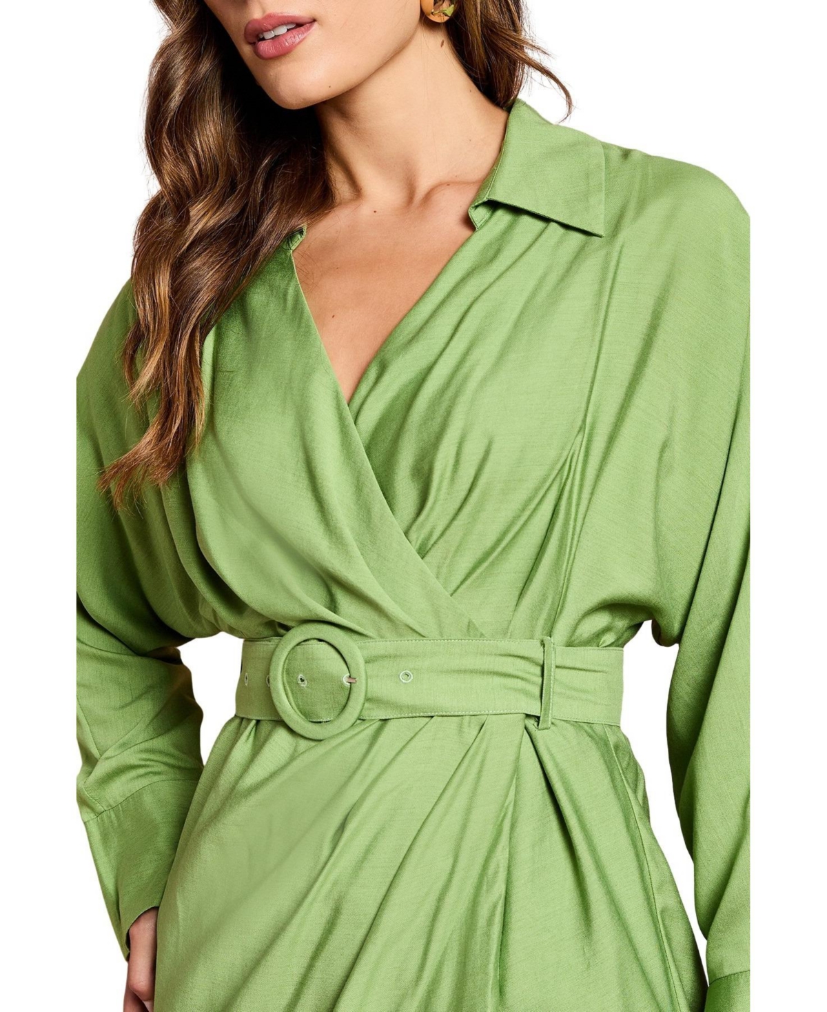 Coast Women's Twill Long Sleeve Wrap Dress With Belt