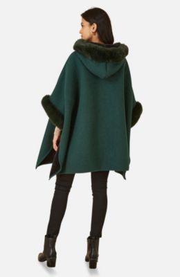 Women's Hooded Fur Cape Jacket