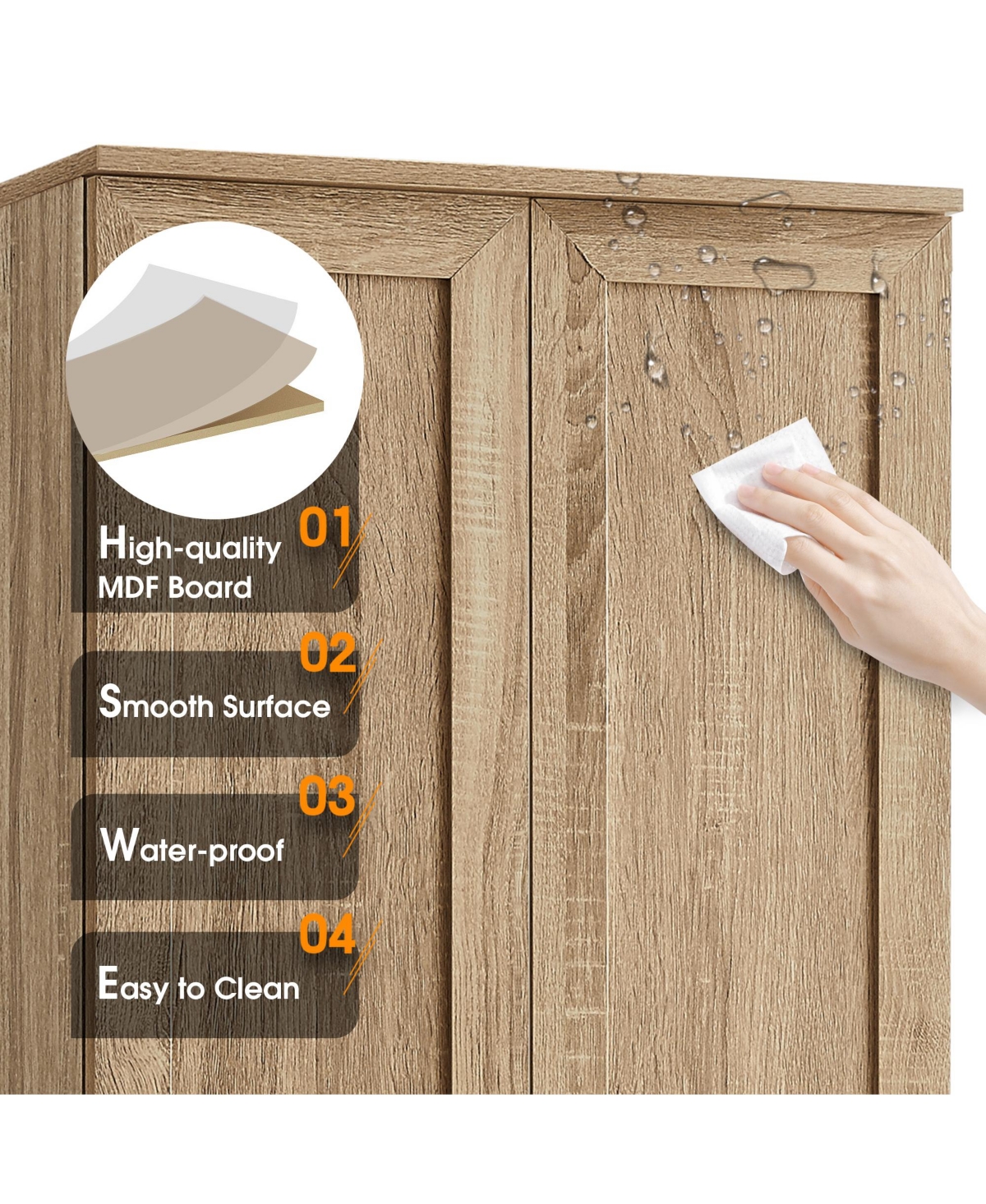 Casainc 71.2"H Storage Cabinet with 2 Doors and Adjustable Shelf, Mdf