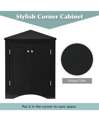 31.5"H Triangle Corner Cabinet, Adjustable Shelves, Kitchen/Home Freestanding Storage