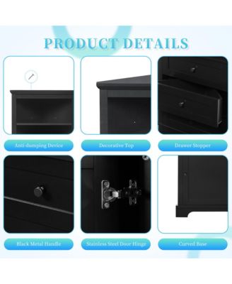 68.9"H Triangle Tall Cabinet with 3 Drawers and Adjustable Shelves for Bathroom/Living Room